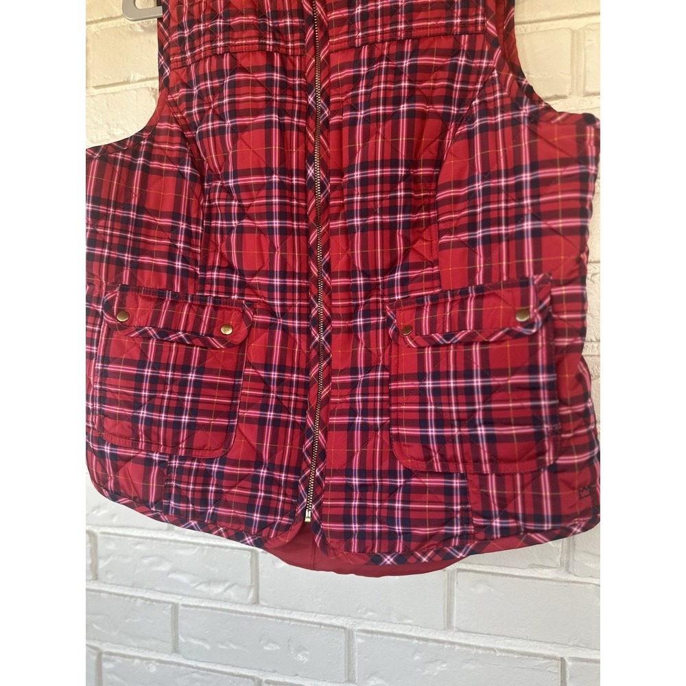 Crown And Ivy XL Quilted Red Plaid Vest Cozy Cabin Core Winter Staple - Picture 5 of 12